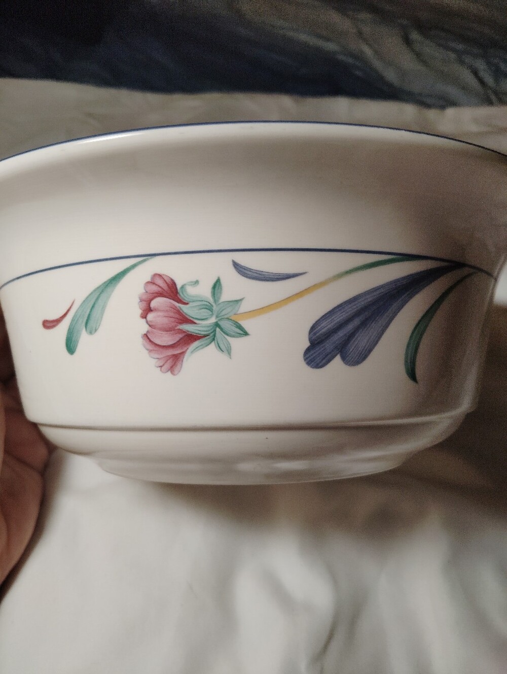 Vintage Lenox Poppies On Blue Serving Bowl. 1984 8.5"